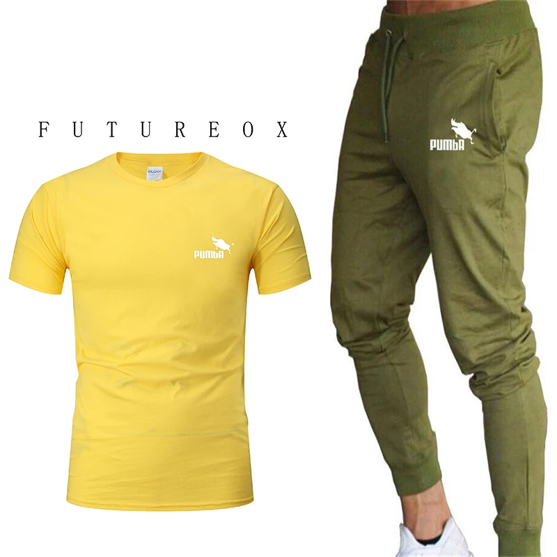 2019 брендовый мужской спортивный костюм летний мужской комплект футболки с коротким рукавом комплект спортивной одежды мужские комплекты