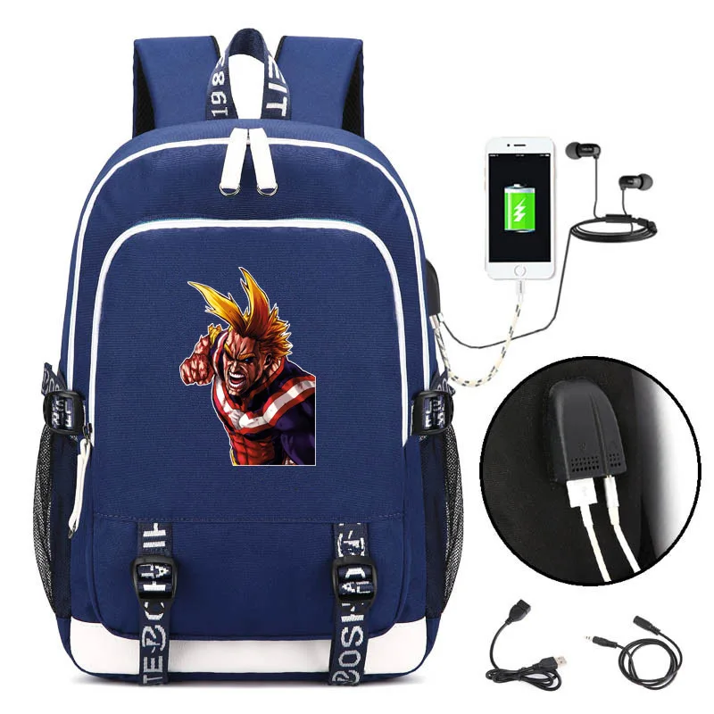 My Hero Academy All Might cosplay Bookbag Oxford школьные сумки для девочек-подростков, рюкзак для путешествий, рюкзак для ноутбука с зарядкой через usb