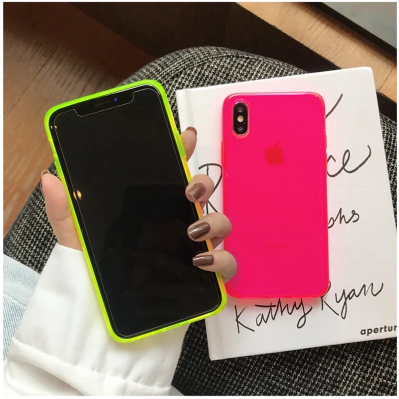 Красочные Неоновые, флюоресцентные чехол для телефона для iphone 11 11Pro Max X XR XS Max 7 8 7Plus Мягкий Силиконовый ТПУ чехол capa shell