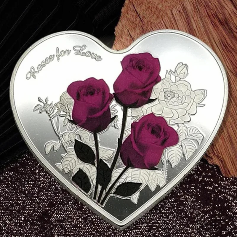 Commemorative Coin Collection Coin Rose Emulation Metal Silver Ornaments Badge Gifts Adornment Coin Game Currency Home Decor