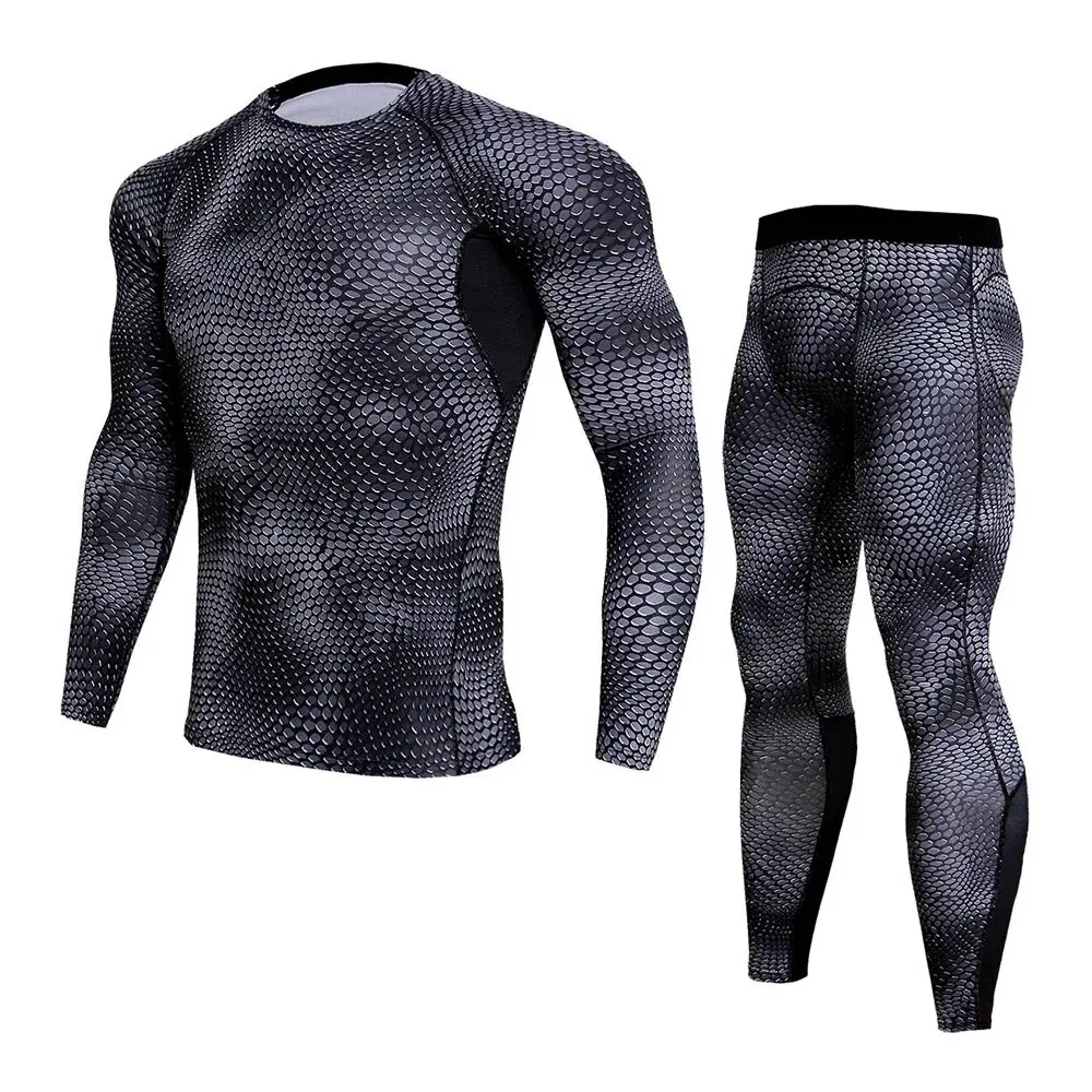 set Компрессионные спортивные костюмы, быстросохнущие спортивные мужские комплекты одежды для бега, бегунов, тренировок, тренажерного зала, набор для фитнес-тренировок - Цвет: set