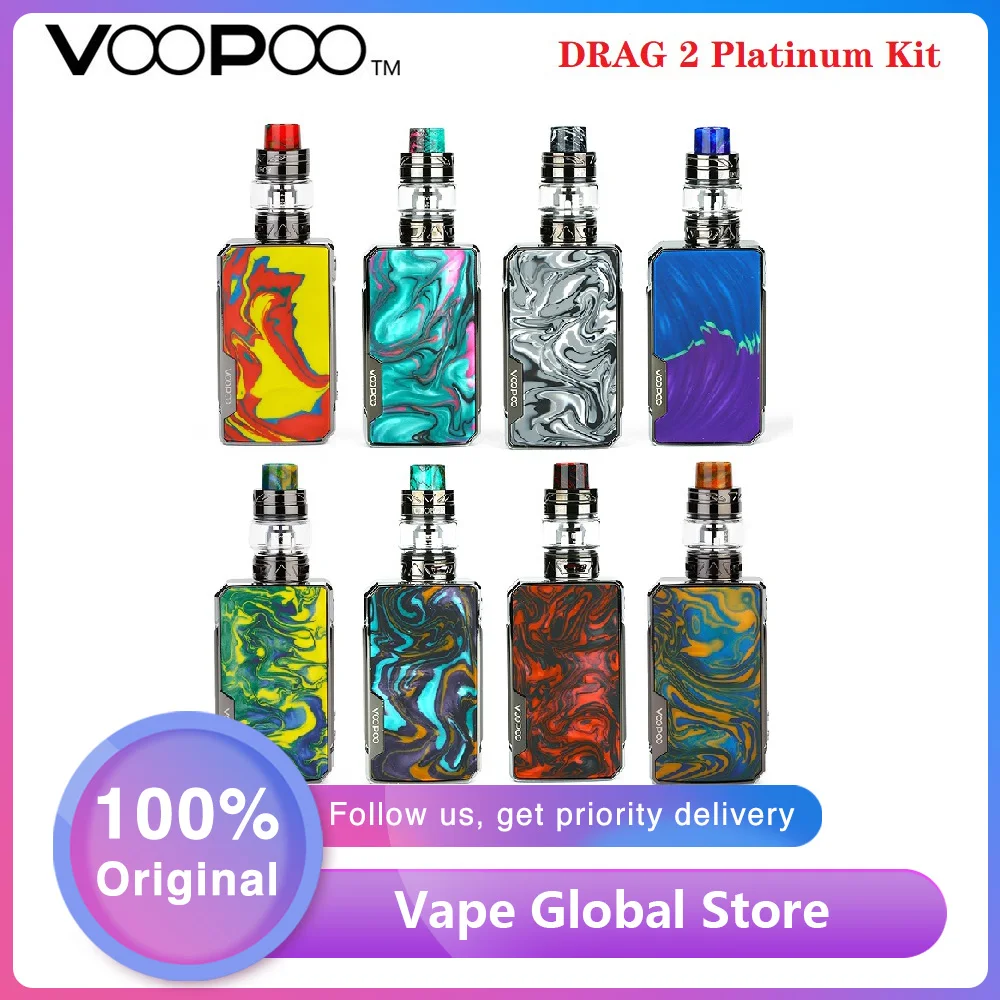 Оригинальный комплект из платины VOOPOO DRAG 2 w/2 ml/5 ml Uforce T2 Tank U2 N3 Max 177W вейп-комплект