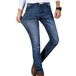 Hemiks классические прямые мужские повседневные джинсы, облегающие, тянущиеся, удобные мужские брюки, джинсы с карманами, обтягивающие