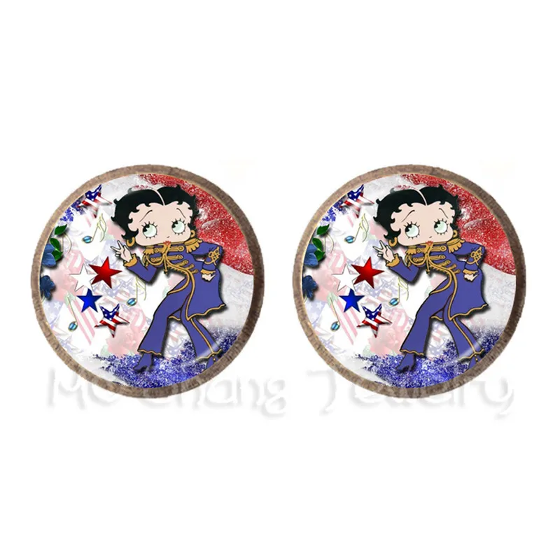 Новое поступление милые очаровательные Betty Boop детские милые серьги-гвоздики мультфильм Античная бронза с покрытием серьги гвоздики для друзей - Окраска металла: 15