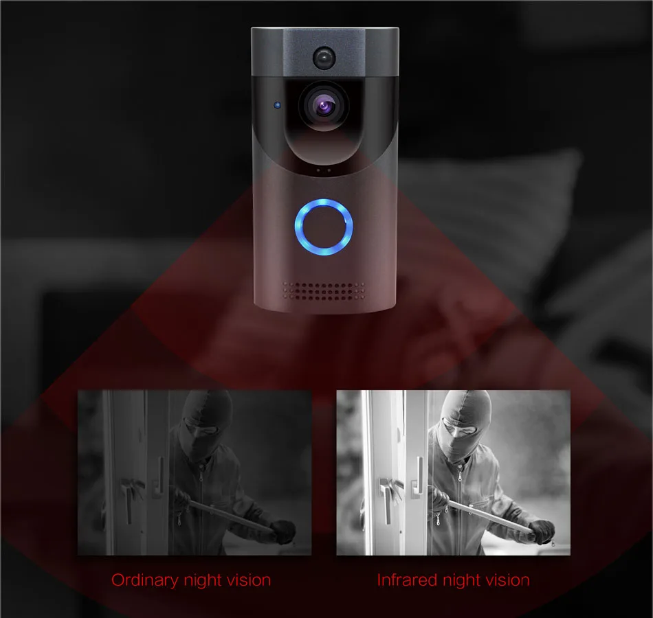 B30 720p wifi дверной звонок Водонепроницаемый умный видео дверной звонок wifi телефон пульт дистанционного управления беспроводной домофон PIR ИК камера ночного видения