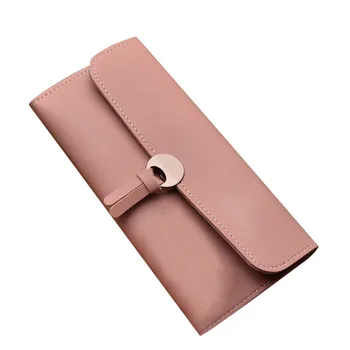 

OCARDIAN Woman Fashion Long Wallets Ladies Pure Color Card Holder Hand Bags Change Office Bags Multi-Card Package Wallet