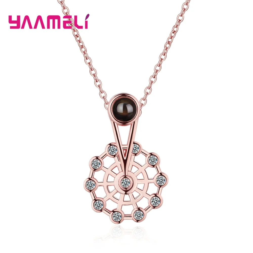 Rose Gold «Double Eleven» продвижение 925 пробы серебро двухцветный высекательный пресс машины колесо обозрения кубический циркон кулон Цепочки и ожерелья для Для женщин Романтическая любовь ювелирные изделия - Окраска металла: Rose Gold