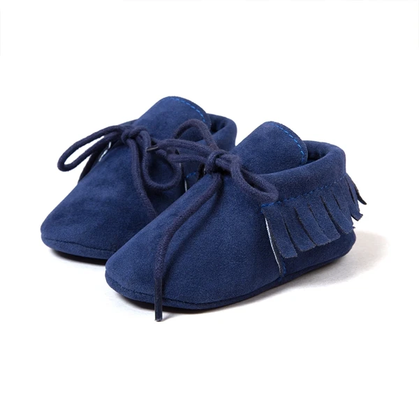 Мокасины для новорожденных мальчиков и девочек; обувь с бахромой на мягкой подошве; обувь с кисточками; обувь для малышей; обувь из искусственной замши; обувь для первых шагов - Цвет: Синий