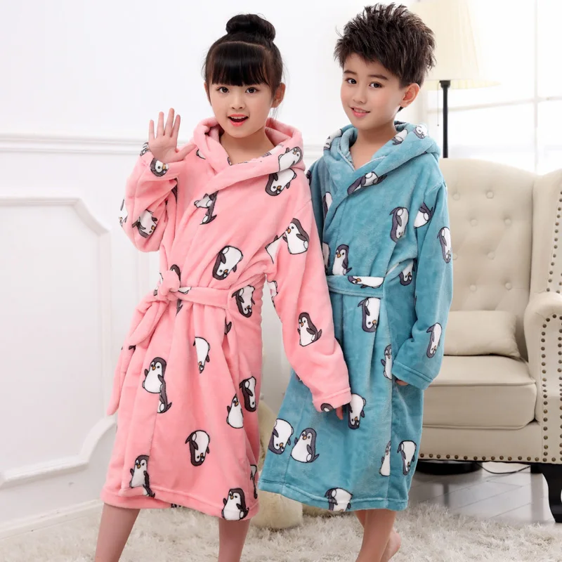 Cartoon Penguin Robes Kids Child 
