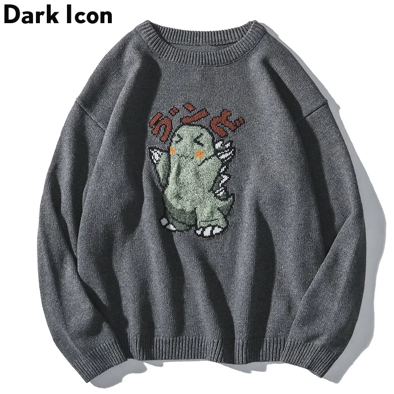 Round Neck Harajuku Streetwear Men's Sweater Dinosaur Couple Men Women Lovers Loose Tops |