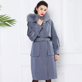 Kaufen Große Natürliche Fuchs Pelz Kragen Mit Kapuze Lange Parka Jacke Frauen Echt Kaninchen Pelz Innen Mantel Elegante Dame Winter Warm Outwear Plus Größe