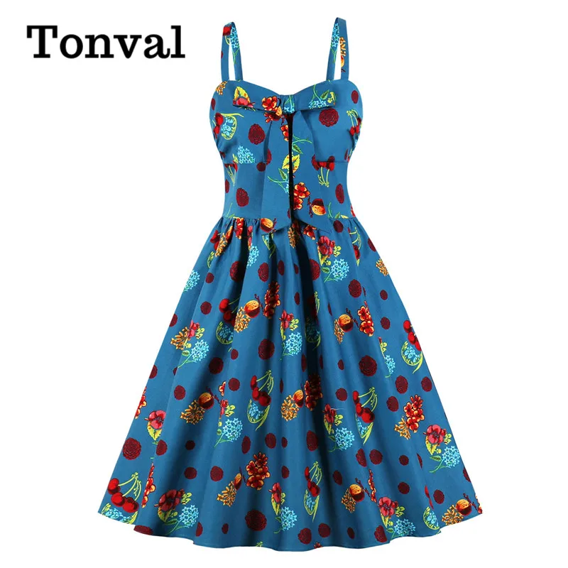 Женское винтажное плиссированное платье Tonval на тонких бретелях с разноцветным