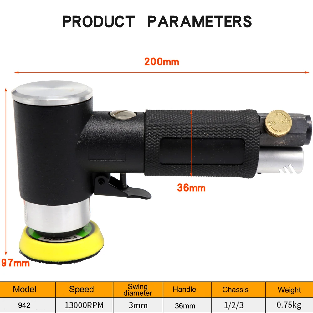 Pneumatic Air Sandpaper Sander Grinding Mach Polishing Machine 942 Sanding Tools for Car Wood Polisher