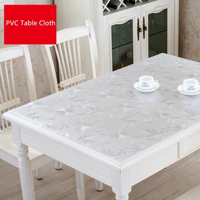 1.0mm/1.5mm/2.0mm/3.0mm Thick PVC Table Cloths Soft Glass Oilproof ...