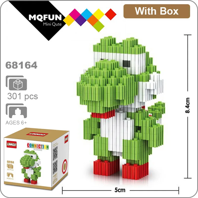 Linkgo игровые модели Сделай Сам Yoshi Super Mario Bros алмазные блоки Строительные кирпичи игрушки 3D сборки фигурки развивающие игрушки