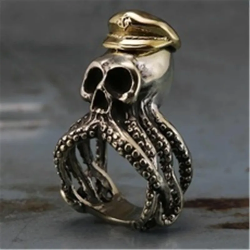 

Silver color Pirates of the Caribbean captain jack sparrow octopus skull Ring Motorcycle Biker Ring