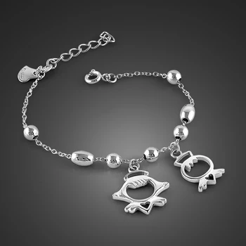 

Hot Sale 100% 925 Sterling Silver Woman Bracelet Cute Angel Pendant Bangle Girl High Quality Jewelry Gift