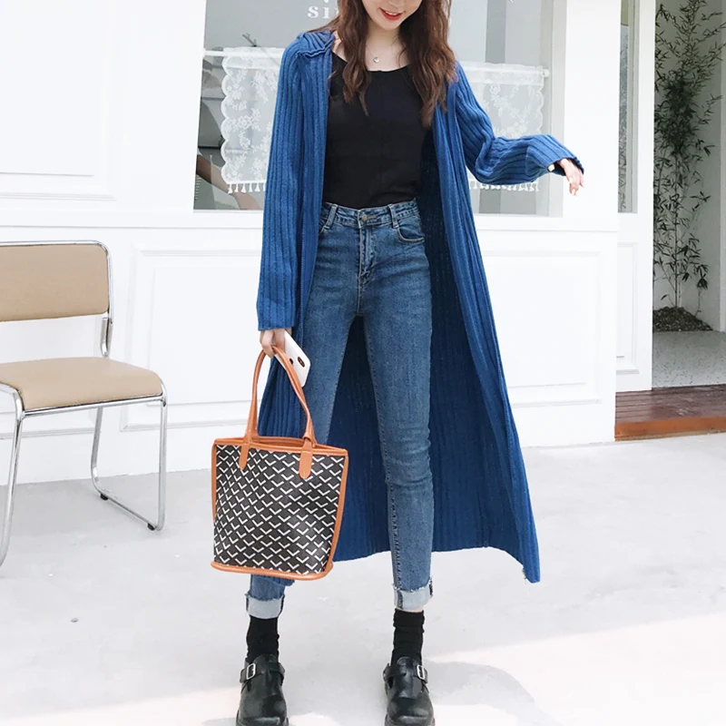 

Long Cardigan Women Sweater Dresses Front Zipper Hooded Cardigans Knitting Tops Autumn Winter Long Sleeve Ribbed Sweaters Female