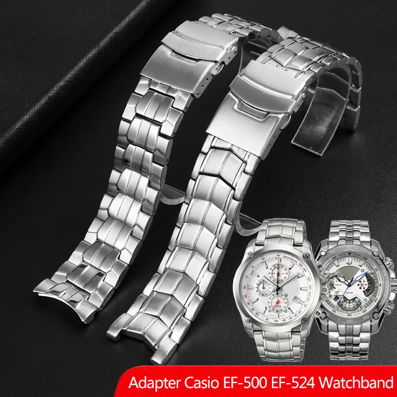 

For Casio EF-550 Men's Stainless Steel Watchband EDIFICE Series 5051 EF-524D Bracelet Waterproof Silicone Rubber Strap 22mm