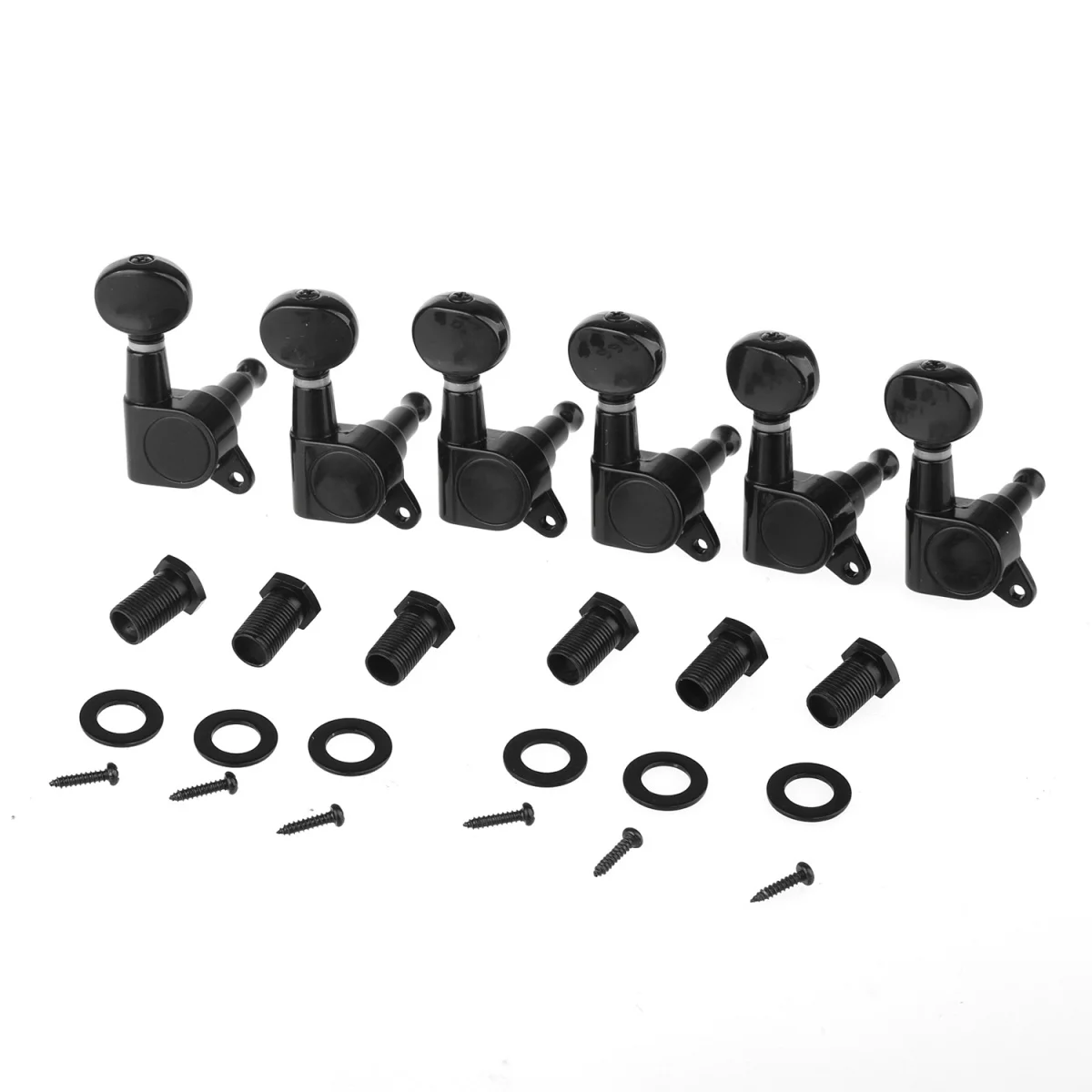 

Musiclily Pro 6 in Line Guitar Sealed Tuners Tuning Keys Pegs Machine Heads Set for Fender Strat Telecaster, Kidney Button Black
