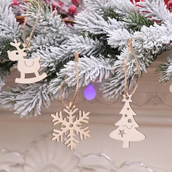 

Hot Sell 10pcs/set DIY Christmas Decorations Snowflakes&Deer&Tree Wooden Ornaments Christmas Xmas Tree Decorations For Home New