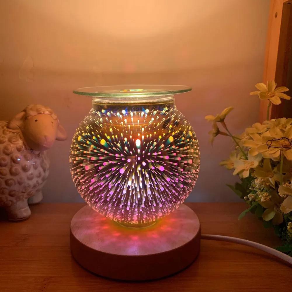 3D Звезда и фейерверк стеклянная Арома лампа восковая горелка свеча плавленый