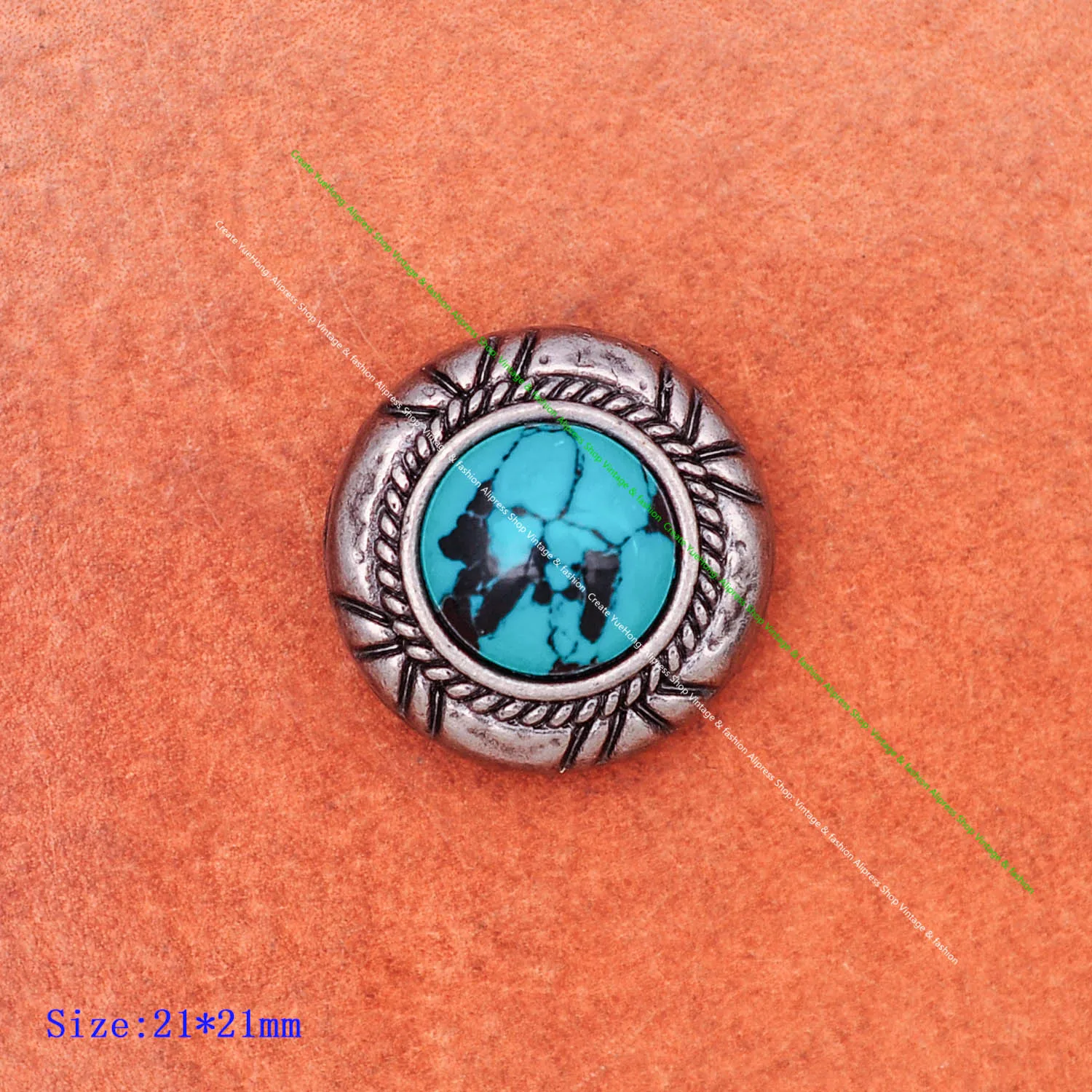 Perle turquoise argentée antique, ULétoile ronde, matériel de maroquinerie latérale, bride de dégager occidentale, ceinture de conchos, vis arrière, 18mm  36