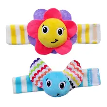 

2Pcs Cute Cartoon Flower Elephant Soft Wrist Band Socks Rattle Baby Infant Toy