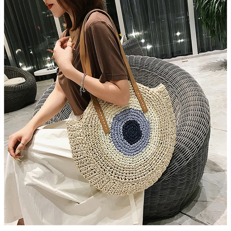 2020 Соломенной Плетеной тесьмой на круглом носке сумки новый простой круглый