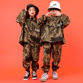 

Kids Camouflage High Neck Sweatshirt Tops Running Casual Hip Hop Pants Clothing for Girl Boy Jazz Dance Costume Clothes Wear