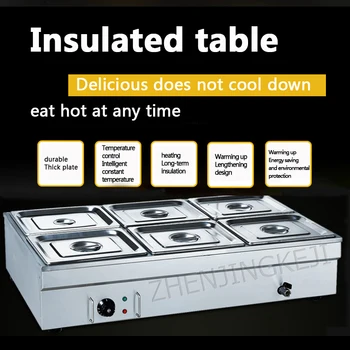 

BS-6B Six Pots Electric Heat Insulation Soup Pool Stainless Steel Insulation Station Sale Table Fast Food Car Electric Stove