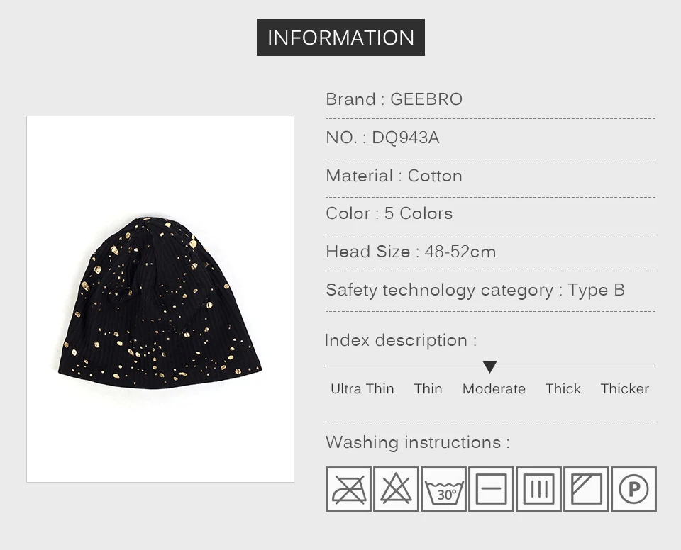 Geebro Baby Girls Boys Ribbed Splatter Paint Star Print Beanies Infant Newborn Winter Warm Cotton Hats Baggy Caps Unisex DQ943