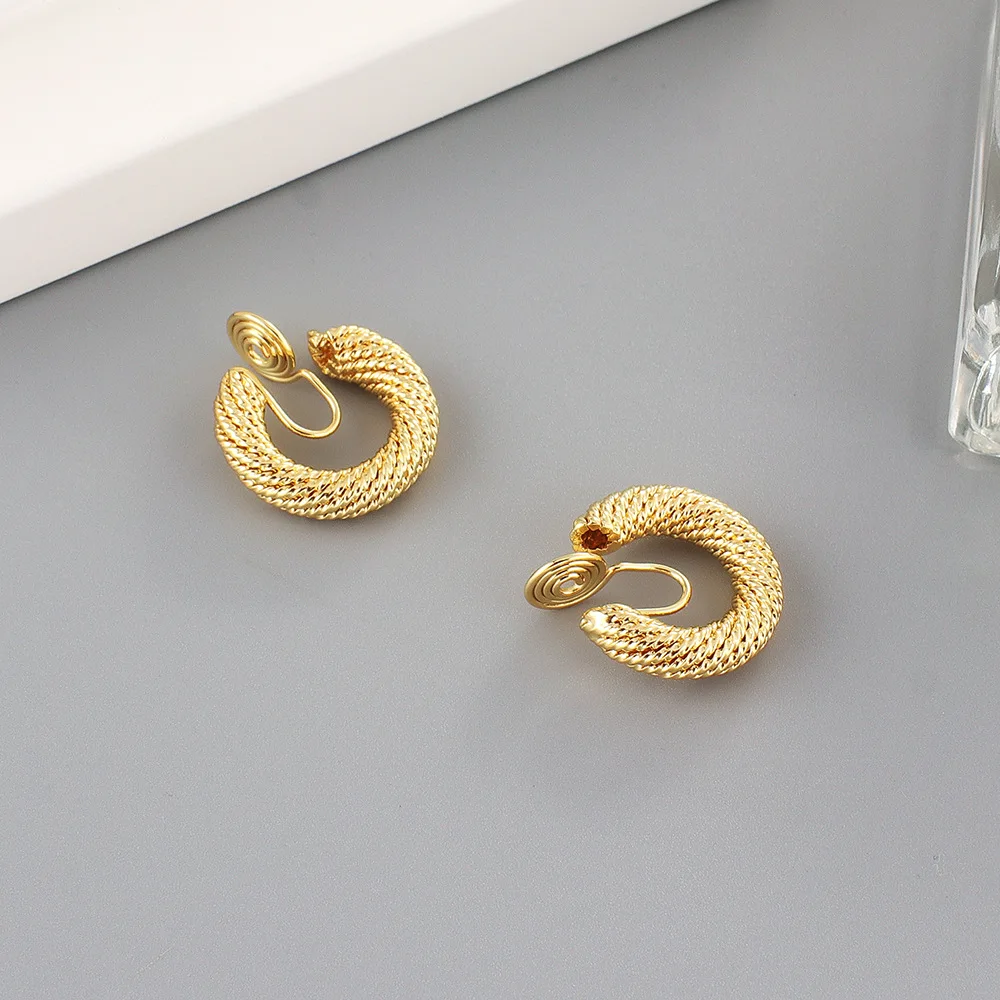 ear clip earrings clip earrings ear clip hoop earrings ear accessories 18K Gold Color Mosquito Coil Clip on Hoop Earrings C Shape Copper C Shape Cuff Earrings Ear Clip For GRACE JUN
