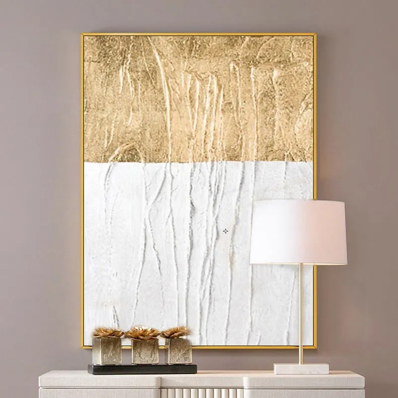 

Hand-Painted Abstract Oil Painting Canvas Art Large Wall Art Living Room Decor Gold Leaf Abstract Painting Minimalist Home Decor