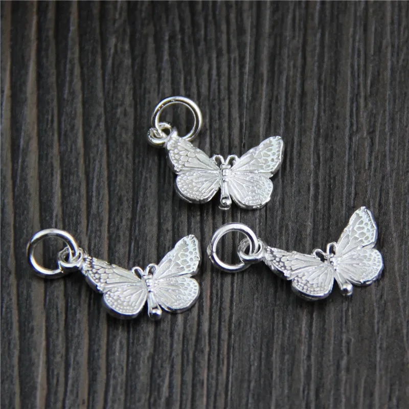 

Real 925 Sterling Silver Accessories Butterfly Charm Pendant Suit DIY Bracelet Pendant Necklace Fine Jewelry Making A0232