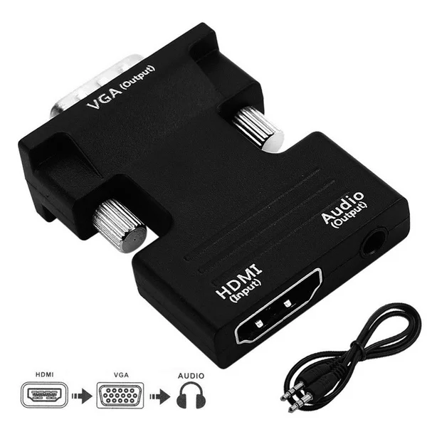

HDMI To VGA Female To Male Adapter Converter, with An Audio Cable 1080P Signal Output, Suitable for PC Laptop TV Box Projector