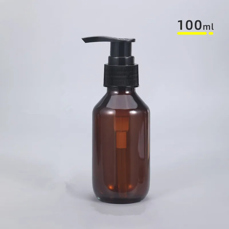 

10Pcs Empty 100ML Plastic Lotion Bottles Amber Color Cosmetic Dispenser With Pump Body Wash Shampoo Lotion Container