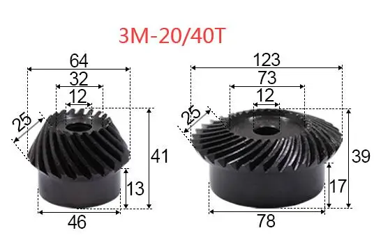3M-20/40 Прорезыватели 1: 2 рацион прецизионные спиральные конические шестерни
