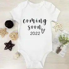 

New Cotton Baby 2022 Newborn Baby Bodysuits Cute Summer Funny Letters Jumpsuits Coming Soon 2022 Infants Baby Boys Girls Outfits