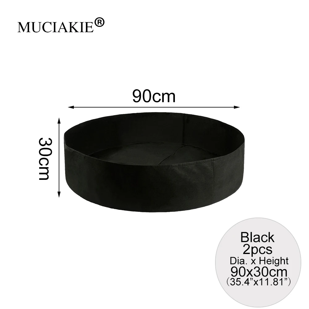 MUCIAKIE 2PCS 90x30cm 50 Gallon Felt Tubs Indoor And Outdoor Planting Bags Non-woven Garden Seedlings Bag Cultivation Bag - Цвет: 2PCS Black