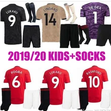 Детский комплект, манчестерская футбольная Джерси,, соединенные футбольные Джерси, LINGARD RASHFORD MARTIAL MATA POGBA, розовые Детские майки MATIC