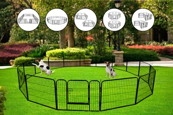 

Iron Dog Cage High Quality Portable Outdoor Folding 16-Panel Heavy Duty Metal Pet Playpen Garden Play Cage Dog Supplies Dog Gate