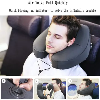

H Shape Quick Inflatable Travel Pillow Folding Lightweight nap Neck Pillow Car Seat Office Airplane Sleeping Cushion Pillow