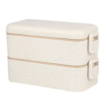 

Dinnerware Bento Double Layer Anti Spill School Office Compartments Food Storage Microwave Heating Lunch Box Wheat Straw 800ml