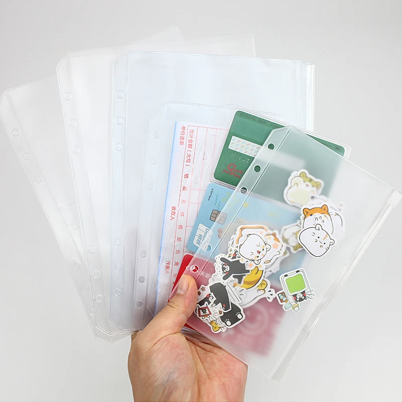 SKYSONIC 10pcs A5 A6 PP/PVC 바인더 슬리브 보관용 엽서 가방 앨범 도서 시트 노트 리필 페이지 학교 문구