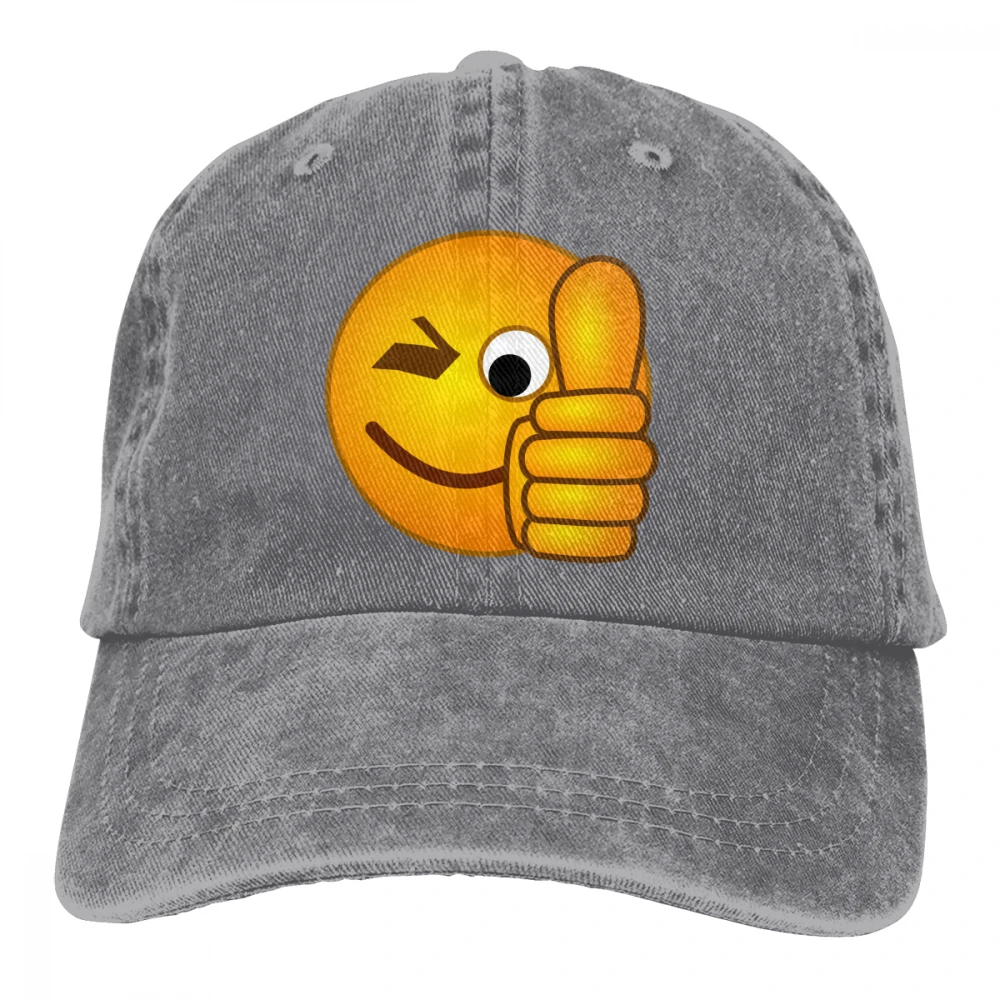 Улыбающиеся большие пальцы вверх Casquette черные унисекс Мужские Женские джинсовые бейсболка с ремешком кепки регулируемые Гольф папа шляпа