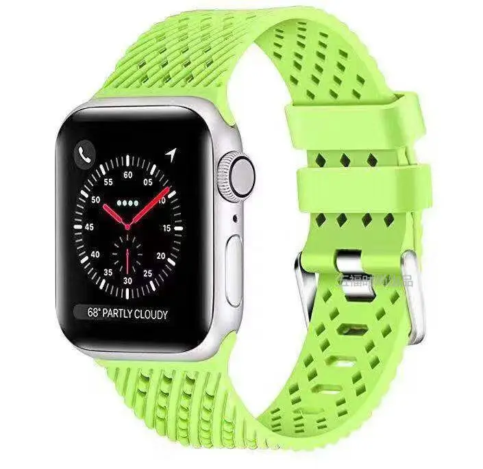 Новый стиль 38 мм 42 силиконовый браслет ремешок для Apple Watch 40 44 мягкая дышащая