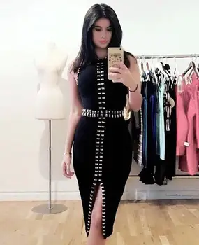 

JS490A-Autumn 2019 women's round neck sleeveless high-end quality dress dress