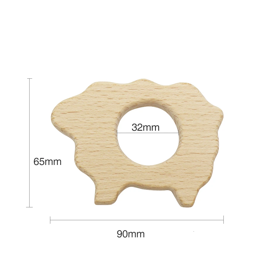 10 шт. деревянный Прорезыватель в виде животных, слона, кролика, жирафа, Натуральный Бук, игрушки, детские Прорезыватели, кольцо для новорожденных, подарки, аксессуары - Цвет: 10pc 11 Sheep