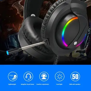 

K1 RGB 7.1 Sound USB Wired Headset Over-Ear Gaming Gaming Headphone Headphone w/ Professional Microphone H9U3